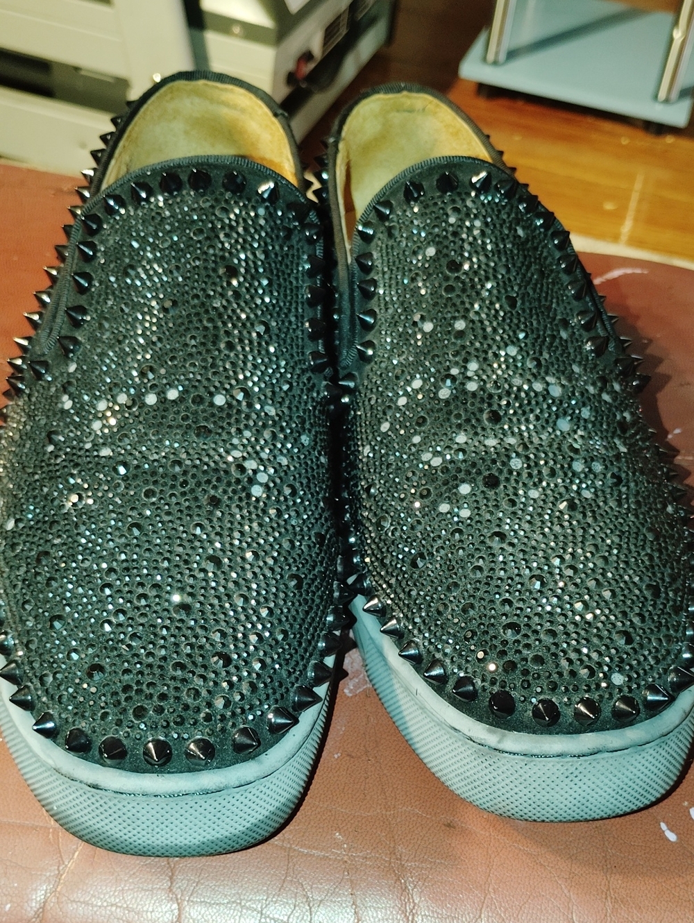 Black Christian Louis. (Men's 7.5) , Womens 9.5.